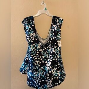 NWT Torrid 5X Super Soft Knit Tie-Front Off-Shoulder Babydoll Peplum Top-Floral